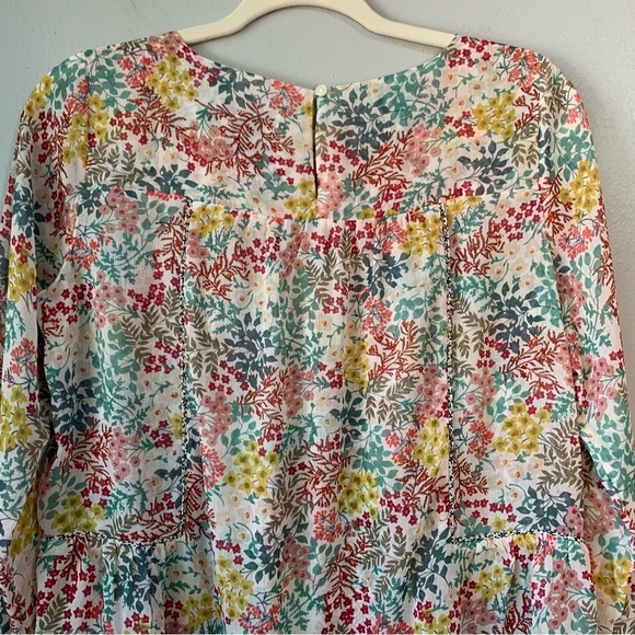 Loft cream multi floral sheer long sleeve blouse. Size SP - Picture 7 of 13